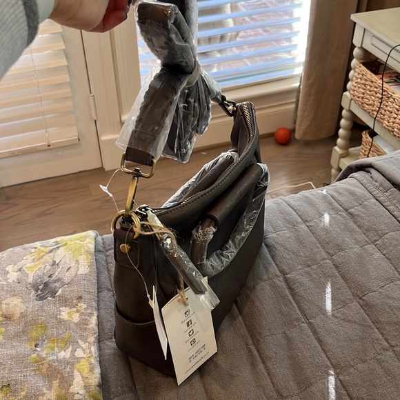 BRAND NEW TAGS ON. Gray crossbody purse - Picture 2 of 5